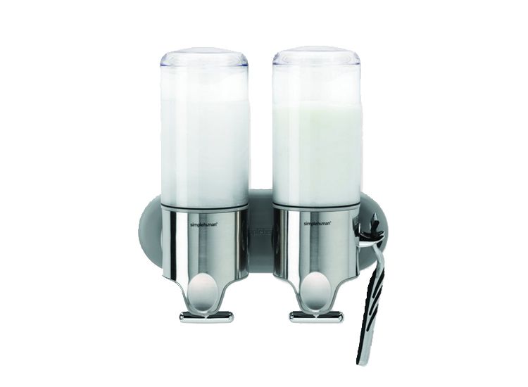 Simplehuman RVS Zeepdispenser - Wand Duo - 22,6x9,4x24,5cm - Zilver