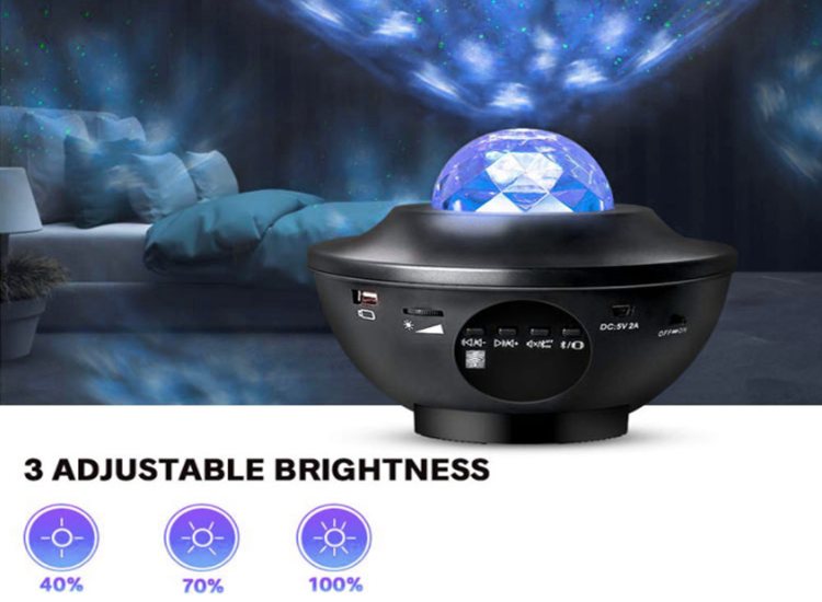 Fedec LED Sterrenprojector met ingebouwde speaker - Met afstandsbediening - Zwart