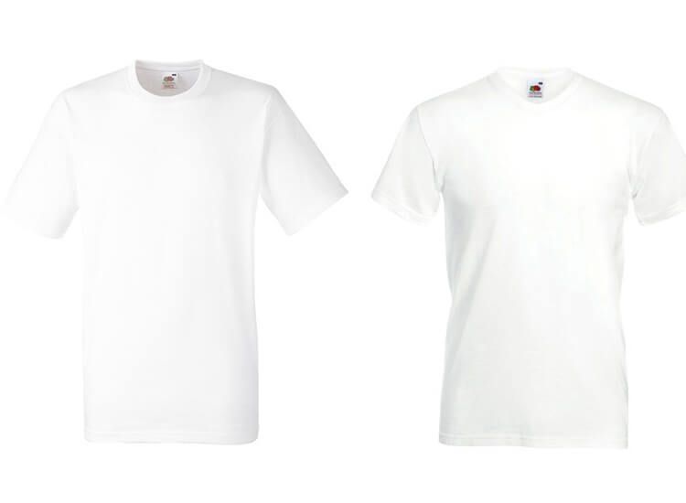 12 Witte Fruit of the Loom Heren T-shirts - Ronde hals of V-hals