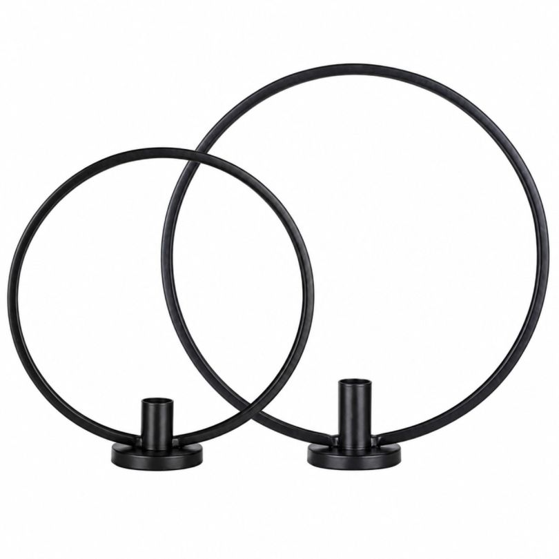 Hi Ringkandelaars Set Van 2 - Zwart