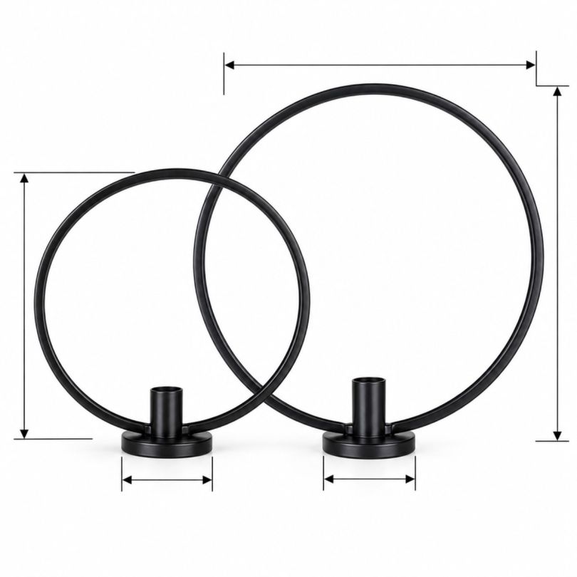 Hi Ringkandelaars Set Van 2 - Zwart