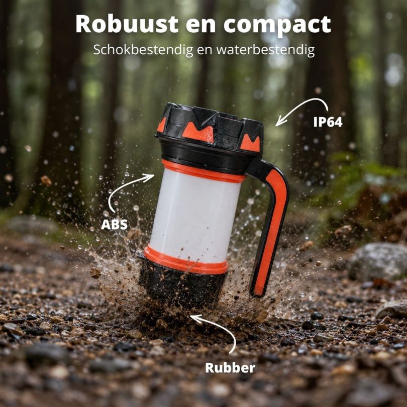 FlinQ Oplaadbare Camping Lamp/Zaklamp met Powerbank