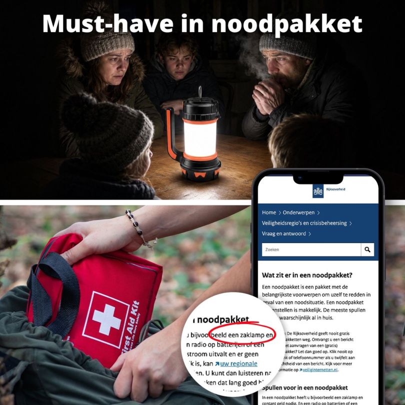 FlinQ Oplaadbare Camping Lamp/Zaklamp met Powerbank