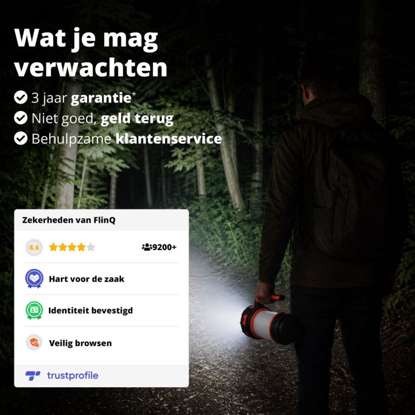 FlinQ Oplaadbare Camping Lamp/Zaklamp met Powerbank