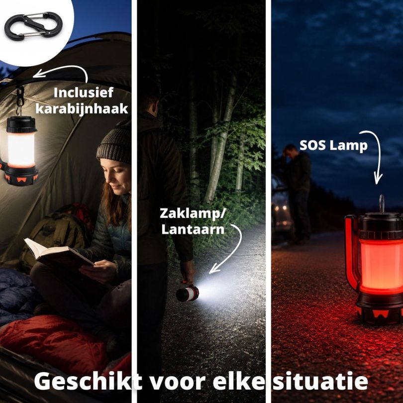 FlinQ Oplaadbare Camping Lamp/Zaklamp met Powerbank