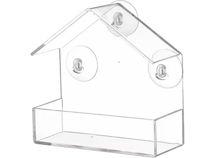 Jonska Transparant vogelhuisje - vogelhuisje met voerbak - Zuignappen - Acryl