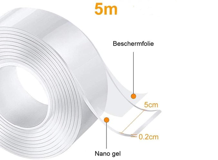 Nano-tape - 5 meter - Transparant