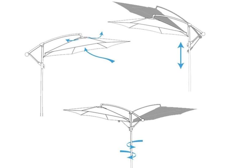 MaxxGarden Parasol - Zweefparasol - Ø300 cm - Frame royal grey - Wit - Inc. parasolhoes