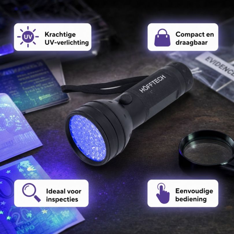 Höfftech Uv Zaklamp 51 Led - Zwart