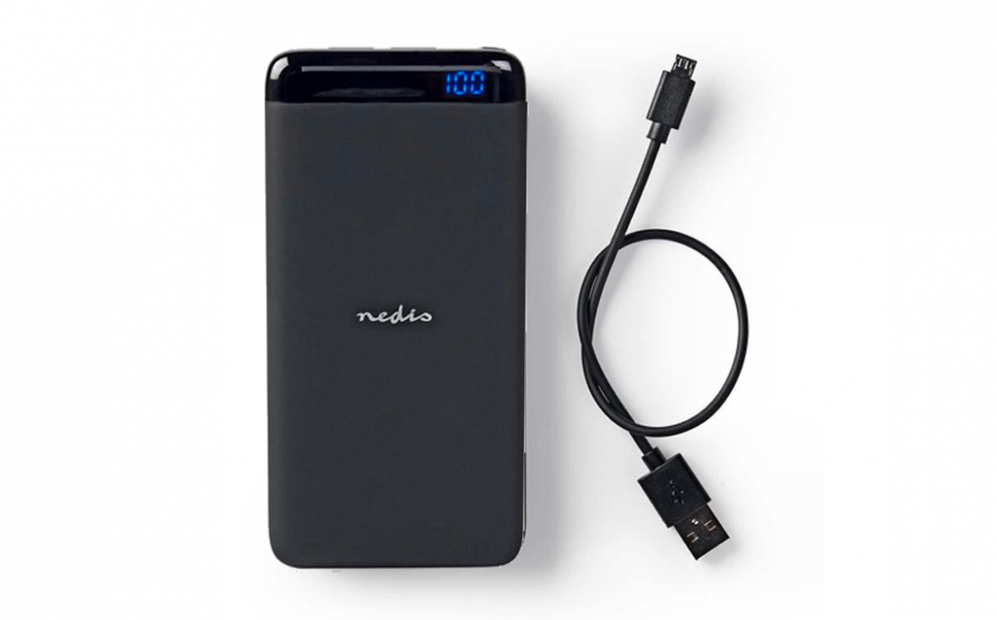 Nedis Premium Powerbank met 2 USB-A poorten (max. 2,1A) - 15.000 mAh / zwart