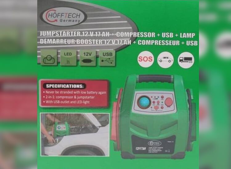Hofftech Jumpstarter Compressor, USB, LED lamp, 12V 400A