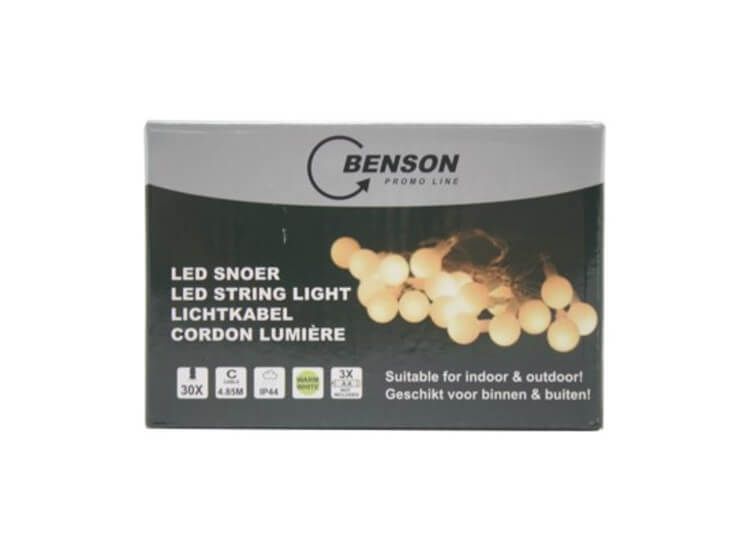 Benson led verlichtingssnoer voor buiten - Met 30 sfeervolle warm-witte lampjes