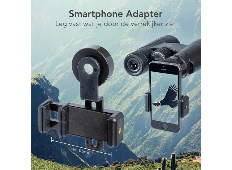 FEDEC Binoculaire Verrekijker - met smartphone adapter - 10x Vergroting 42mm Objectief - Zwart