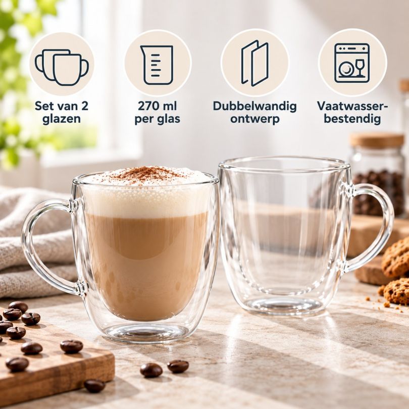 Dubbelwandige Cappuccinoglazen 270 ml - 2 Stuks