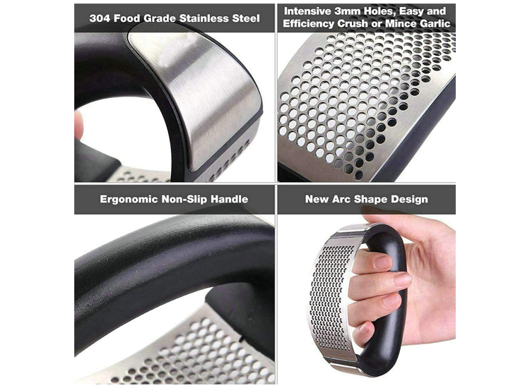 Kitchen & Home RVS Knoflookpers - Ergonomisch design - Zilver
