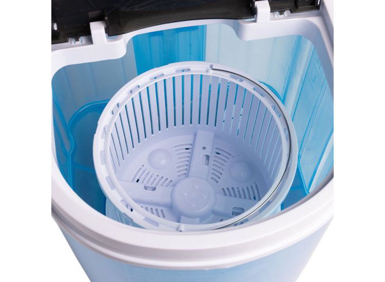 Nexxt Mini wasmachine met centrifuge - Campingwasmachine - Enkele trommel - Voor 3KG was - Wit/Blauw