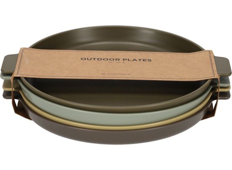 Nörlander Outdoor borden - Camping servies - ronde borden - 23 x 20 x 2,3 cm - Set van 4 - Multikleur