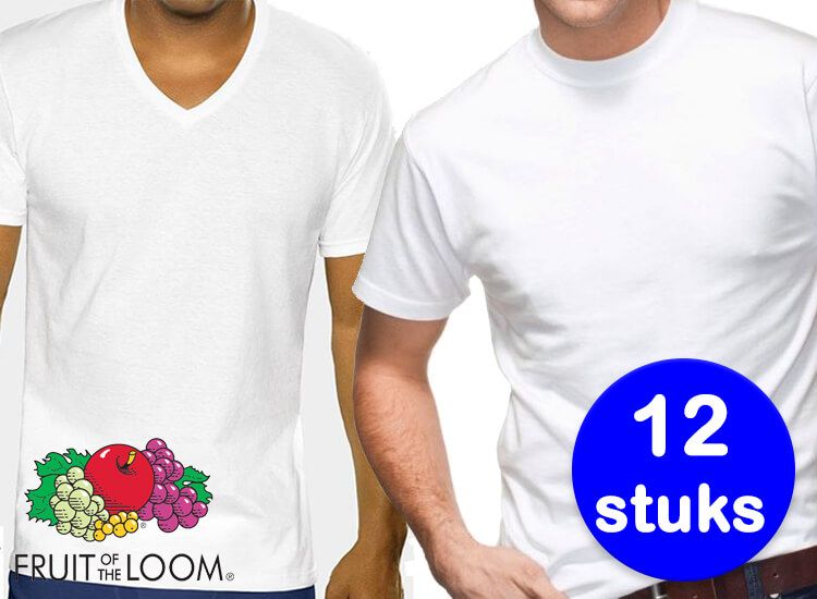 Extreme armoede Schoolonderwijs Twisted 12 Witte Fruit of the Loom T-shirts | Dealdonkey