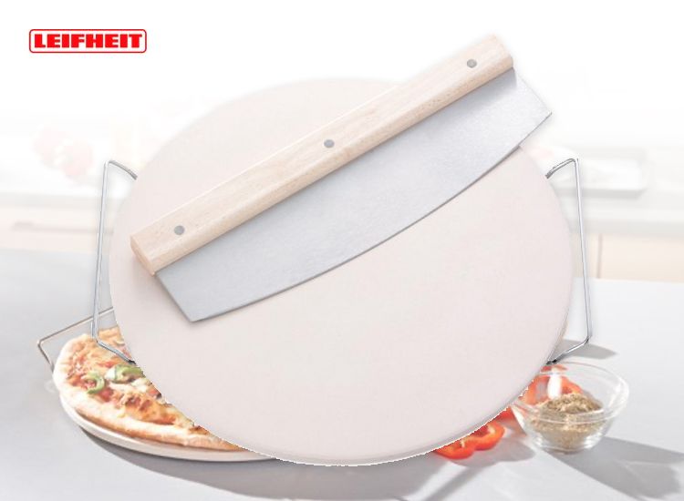  pizzasteen rond met rvs mes 