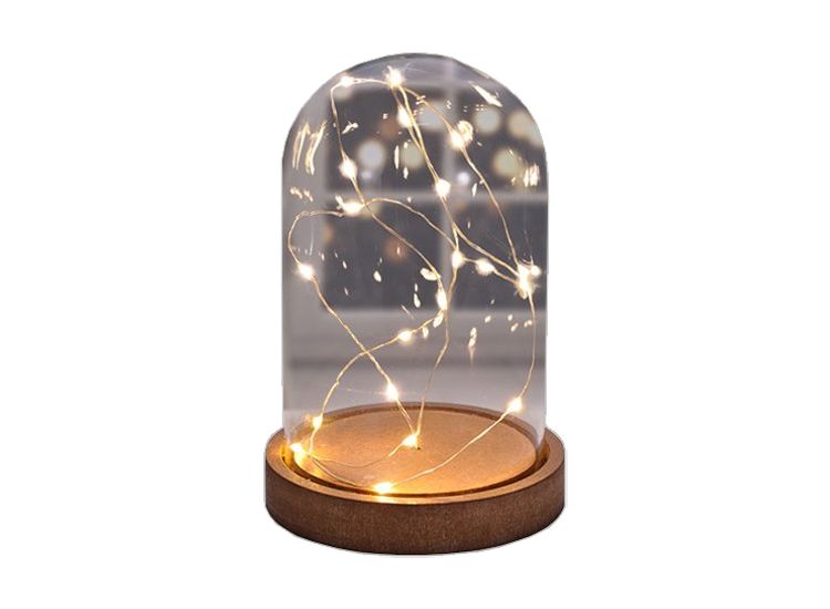 Glazen Stolp met Led Verlichting - Deco - 16 cm - 20 LED lichtjes