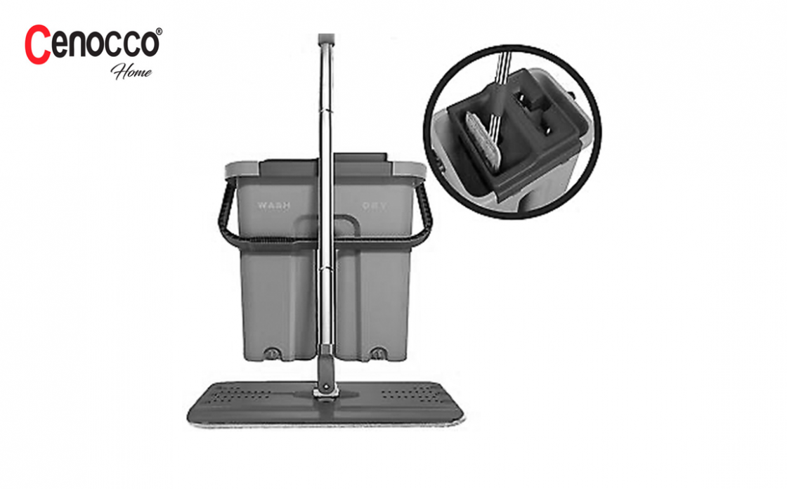 Cenocco CC-9070 vlakke schoonmaak mop met emmer - Grijs