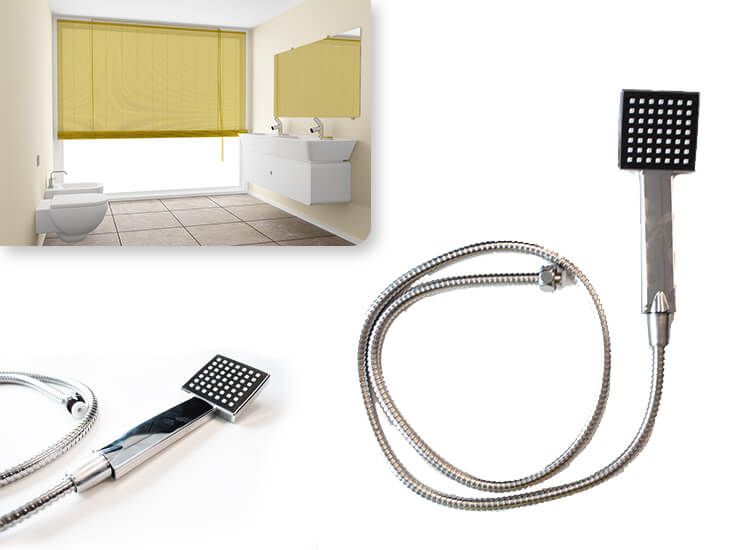 Bath & Shower doucheset - Vierkante douchekop met flexibele rvs slang