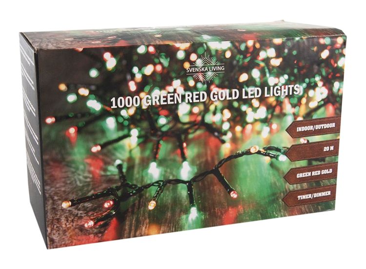 Svenska Living Kerstverlichting 1.000 LED's - Groen/Geel/Rood - met Timer
