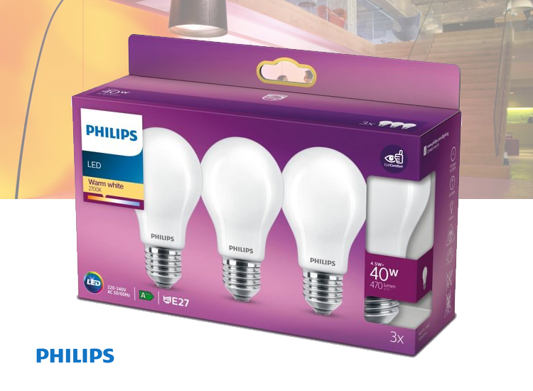 Philips LED Lamp - E27 Mat - 40W - Warm Wit Licht - 3 Dealdonkey