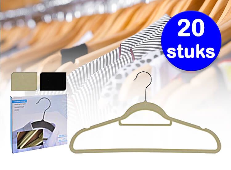 Vilten kledinghangers - Nooit meer kleding die van de hanger afvalt - 20 stuks