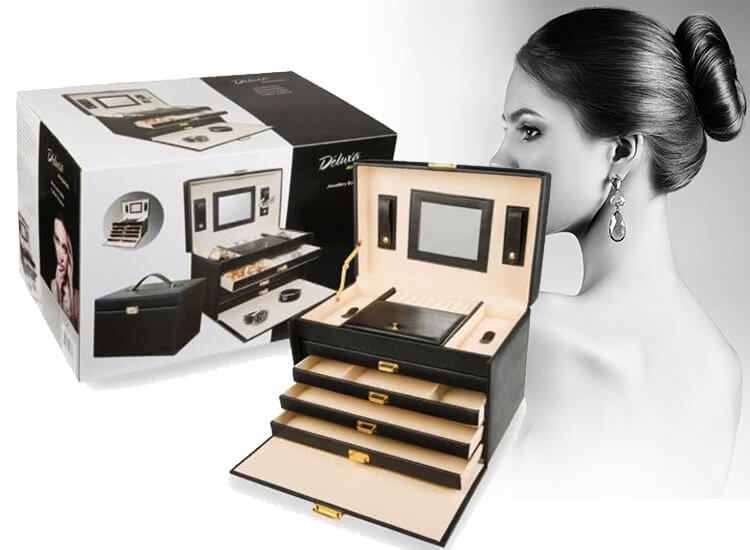 Luxe Sieradenbox met Spiegel - 8 Compartimenten - Prachtig & Slijtvast Kunstleder 