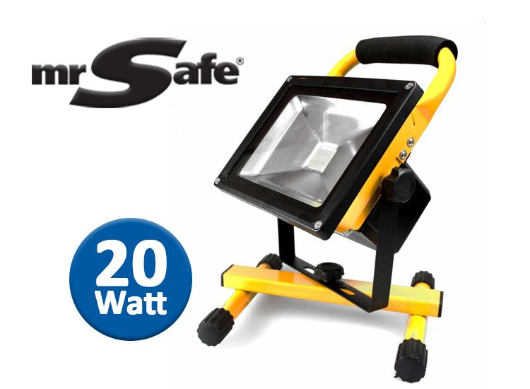 mr Safe LED Battery Floodlight 20W - Oplaadbare bouwlamp voor binnen of buiten