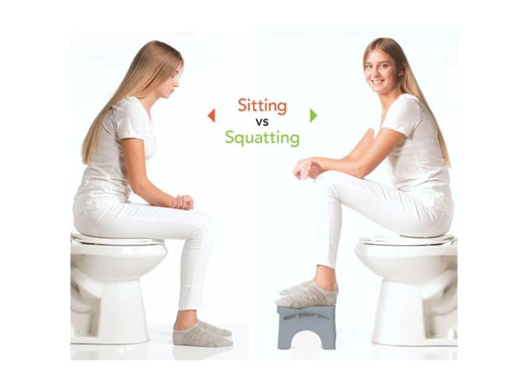 Squat-n Go toiletkrukje Inklapbaar Grijs - juiste houding op toilet