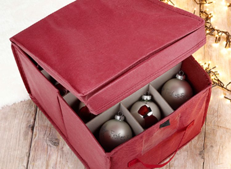 HI Kerstballen Opbergdoos - Opbergbox Voor - Rood |