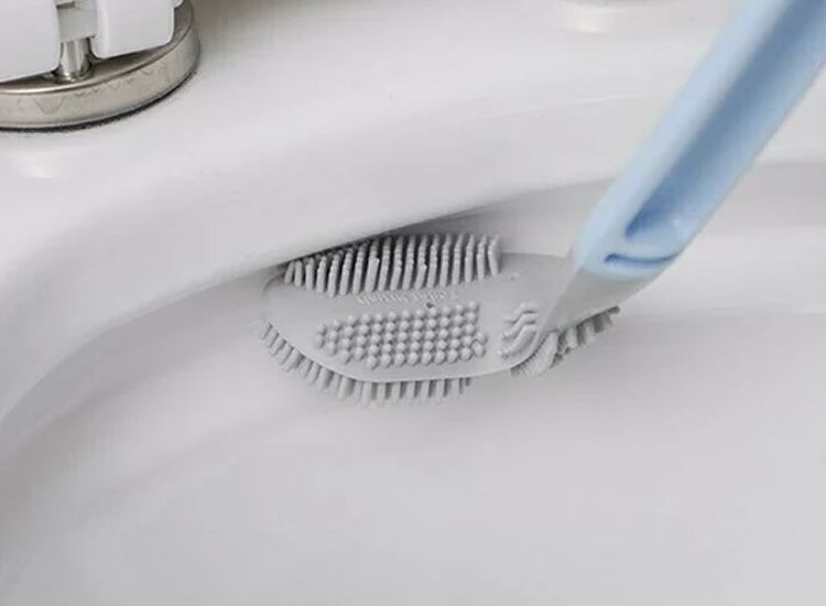 FEDEC Hygienische WC borstel - Rubber - Ophangbaar - Extra lang - Wit