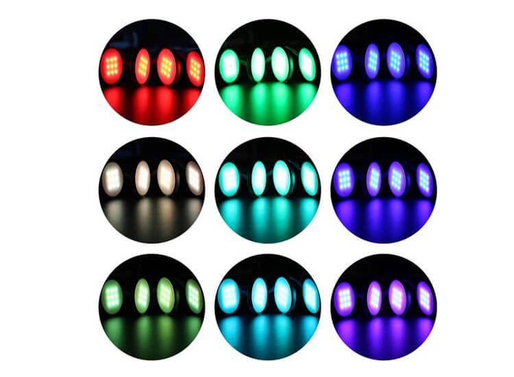 RGB led-spots - set van 4 stuks - 16 kleuren, 4 standen en dimbaar