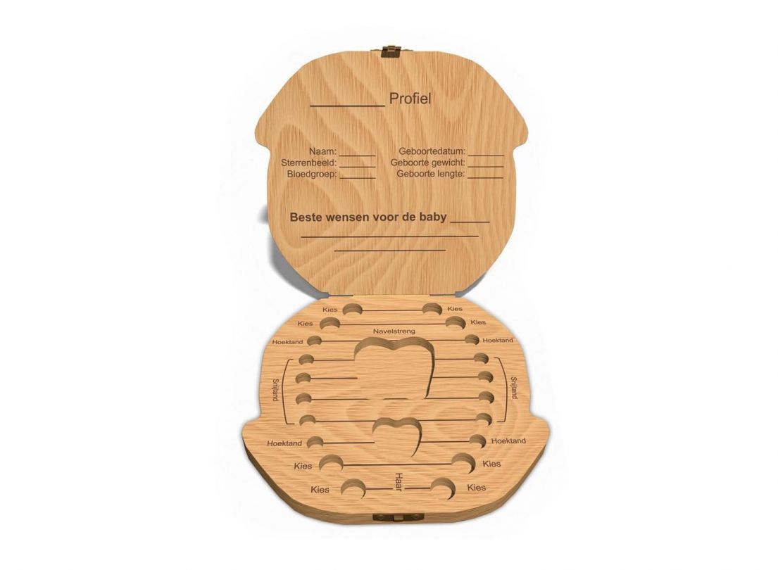 Tandendoosje met naam - Piraat meid - Hout