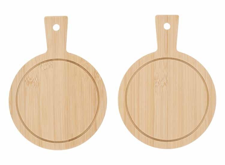 JENS Living Tapasplank Rond - Bamboe - Set van 2 - 19 x 14 cm
