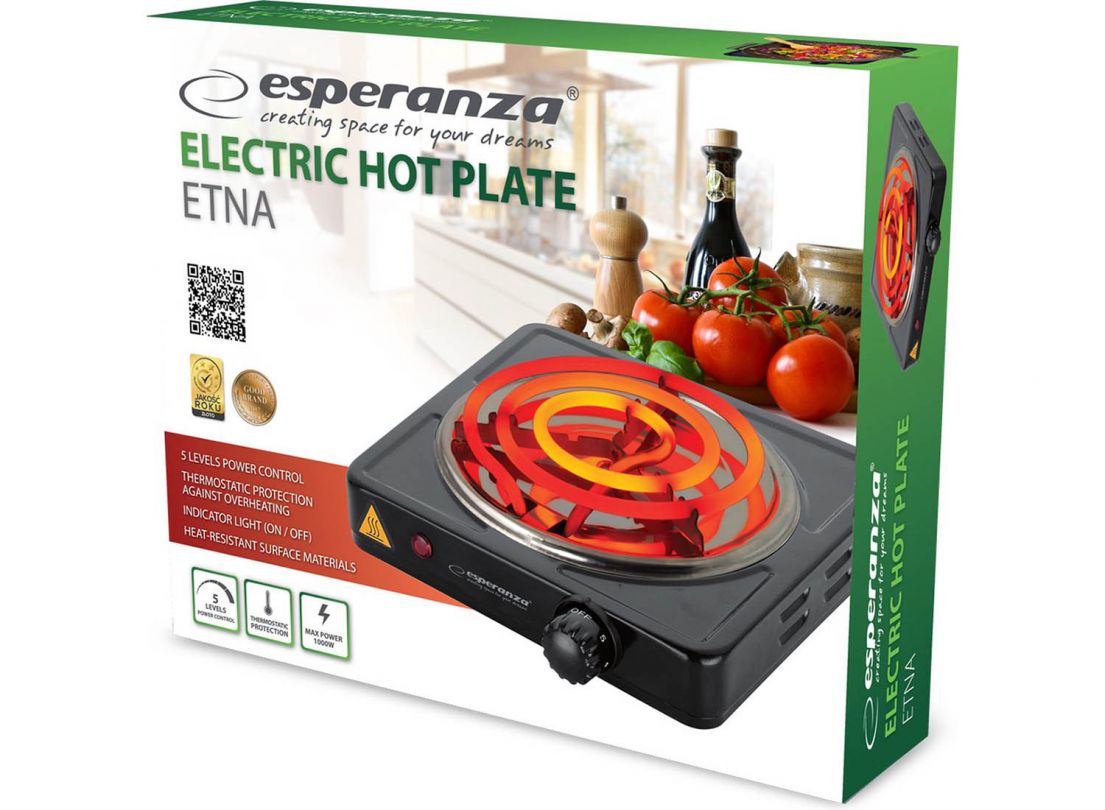 Esperanza Elektrische Kookplaat EKH012K Thermisch Enkel Etna