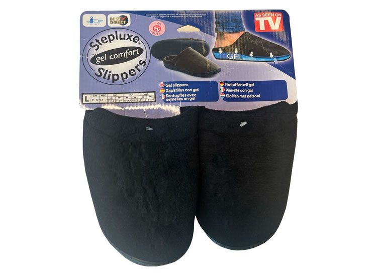 Stepluxe Slippers - Maat 41-42 (L) - Gel slippers voor mannen en vrouwen - Zwart