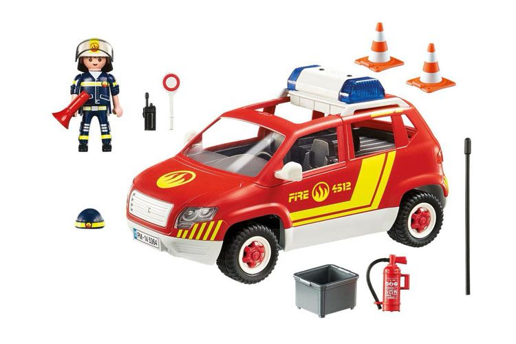 PLAYMOBIL Brandweercommandant met dienstwagen met licht en sirene