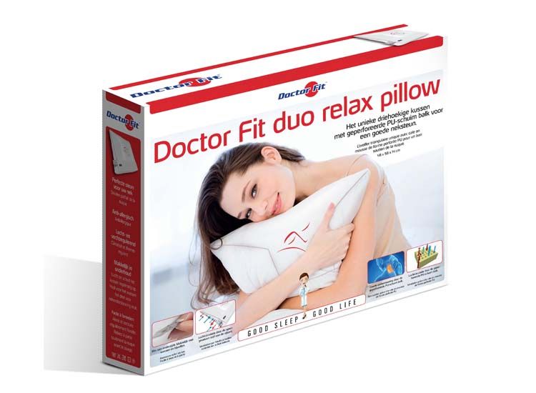 Dr.Fit Hoofdkussen - Red Duo Relax Pillow Neck - PU w/ Visco - 48 x 58 cm