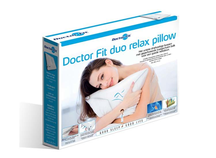 Dr.Fit Hoofdkussen - Blue Duo Relax Pillow Neck - PU w/ Visco - 48 x 58 cm