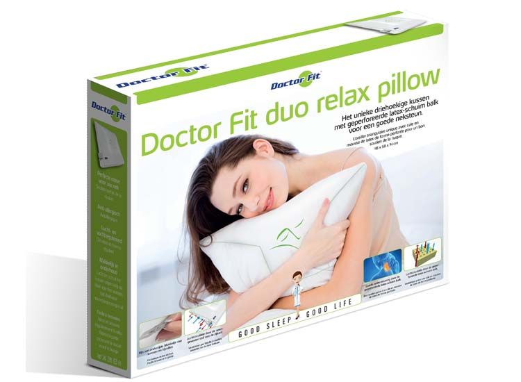 Dr.Fit Hoofdkussen - Green Duo Relax Pillow Neck - Latex w/ PU - 48 x 58 cm