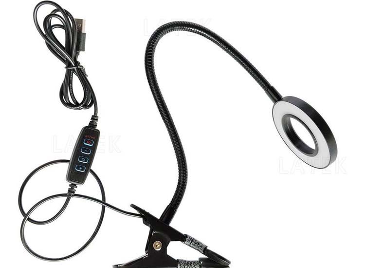 FEDEC Bureaulamp met klem - LED Dimbaar - USB - Zwart