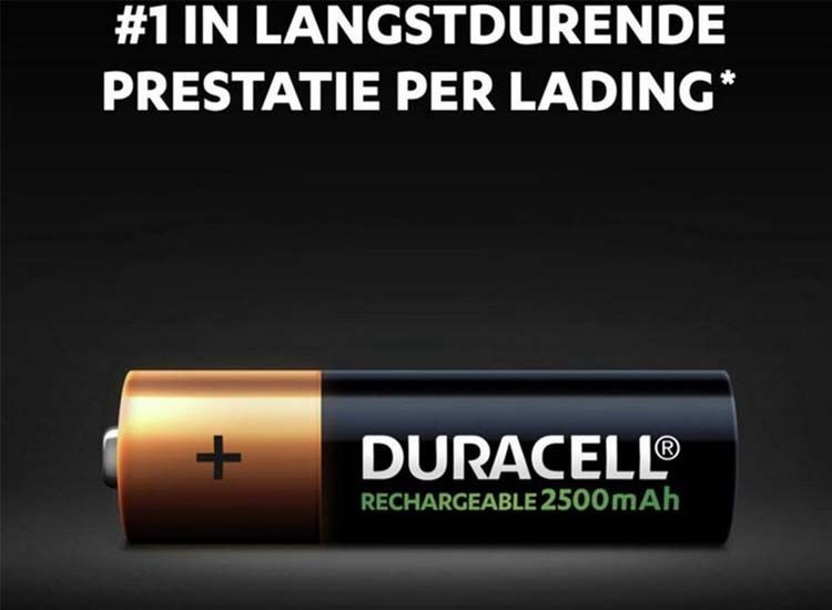 4 Duracell oplaadbare AA 2500mAh batterijen - penlight batterij oplaadbaar