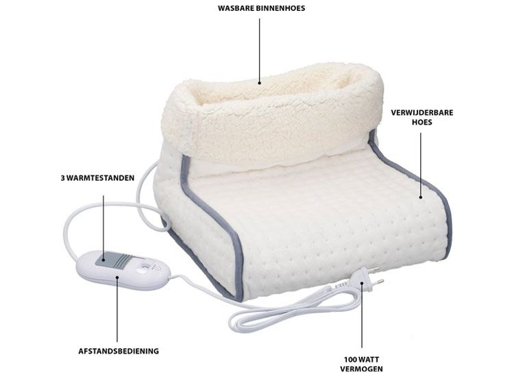DEKO Elektrische voetenwarmer - Inclusief afstandsbediening - 3 Warmte standen - Wit