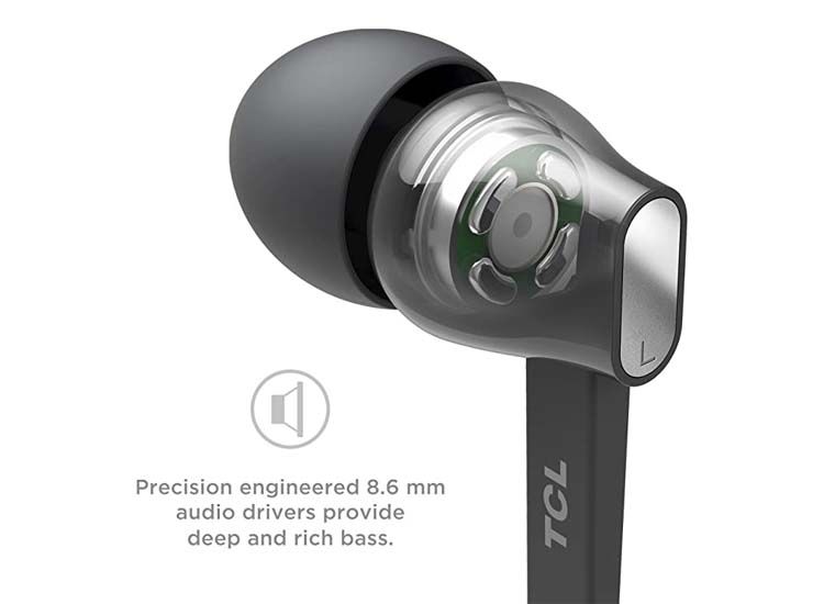 TCL Wireless BT5.0 In-Ear Earphones with Mic & 18h playtime - shadow black