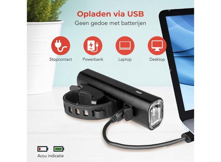 LifeGoods LED Fietsverlichting Set - Voorlicht en Achterlicht - USB Oplaadbaar - Zwart