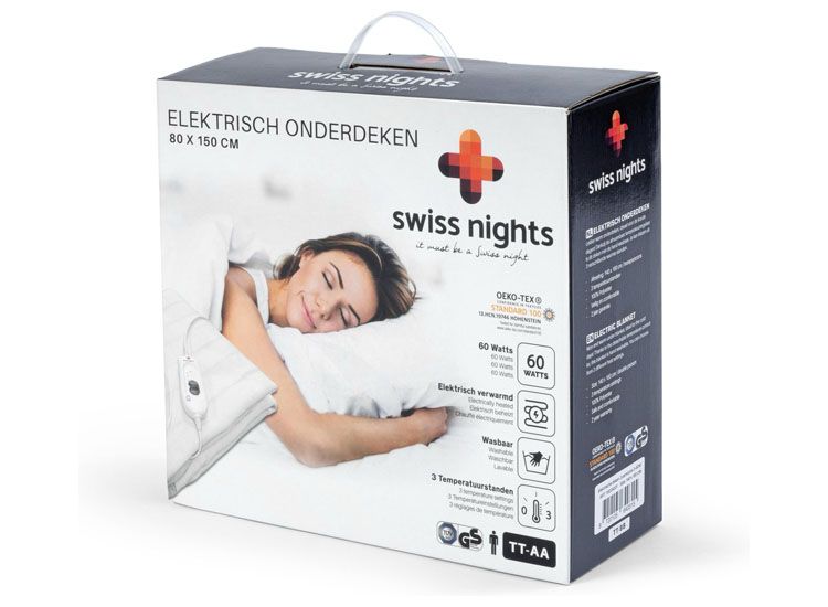 Swiss Nights Elektrische Onderdeken - 80x150 cm - Eenpersoons - Wit