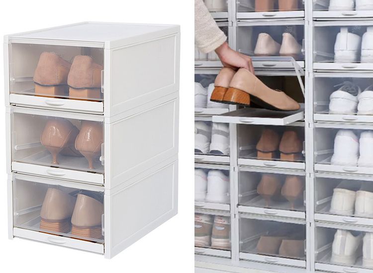 3 Fedec Stapelbare Schoenenorganiser - Schoenen opbergboxen - Transparant
